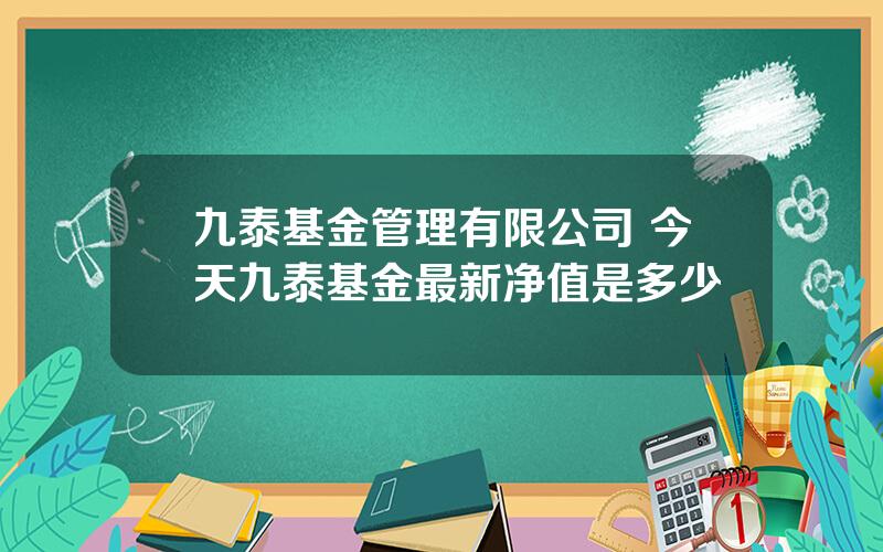 九泰基金管理有限公司 今天九泰基金最新净值是多少